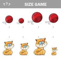 Matching children educational game. Match of cats and ball of yarn to size vector