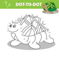 Connect the dots to draw the animal educational game for children turtle vector