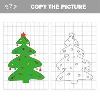 copia la imagen, juego educativo para niños - árbol de navidad vector