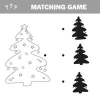 encuentra la sombra correcta del árbol de navidad. juego educativo para niños en edad preescolar vector