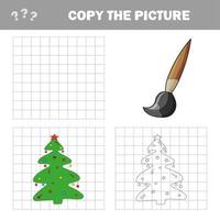 copia la imagen, juego educativo para niños - árbol de navidad vector