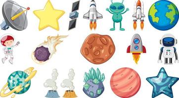 Isolated fantasy space game objects and elements set vector