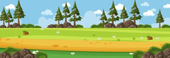 Panorama landscape scene with many trees in the park vector