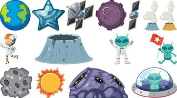 Isolated fantasy space game objects and elements set vector