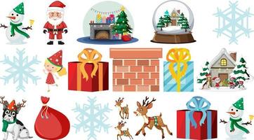 Set of isolated objects of christmas theme vector