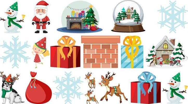 Set of isolated objects of christmas theme