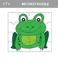 Education paper game for children, Frog. Use parts to create the image. vector