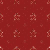 Christmas repeat pattern created with ginger bread stars and Christmas tree, Hand drawn vector repeat pattern for textile, gift wrapper, fabric, web backdrop and packaging.