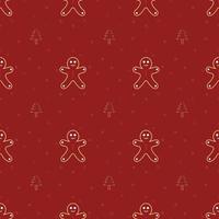 patrón de repetición de Navidad creado con estrellas de pan de jengibre y árbol de Navidad, patrón de repetición de vector dibujado a mano para textil, envoltorio de regalo, tela, telón de fondo web y embalaje.