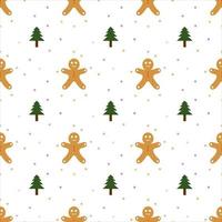 Christmas vector repeat pattern, simple Christmas theme vector repeat pattern with Christmas tree and Gingerbread for textile, wallpaper gift wrapper, party invitation, fabric, curtains, web banner...