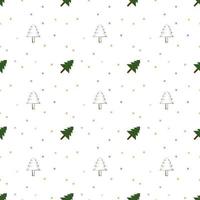 patrón de repetición de vector de Navidad, patrón de repetición de vector de tema de Navidad simple con árbol de Navidad y estrellas, patrón de repetición de vector dibujado a mano para textil, envoltura de regalo, tela, telón de fondo web.