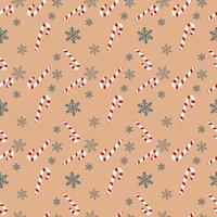Christmas repeat pattern created with candy cane and snow flake, Hand drawn vector repeat pattern for textile, gift wrapper, fabric, web backdrop and packaging.