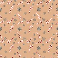 Christmas repeat pattern created with candy cane and snow flake, Hand drawn vector repeat pattern for textile, gift wrapper, fabric, web backdrop and packaging.