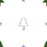 patrón de repetición de Navidad con estrella y árbol de Navidad, árbol de Navidad y estrellas Muestra de vector dibujado a mano para textil, envoltorio de regalo, tela, telón de fondo web y embalaje.