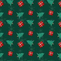 Christmas theme repeat pattern created with elements like Christmas tree and re present box, Hand drawn vector repeat pattern for textile, fabric, gift wrapper, packaging and web backdrop.