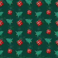 Christmas theme repeat pattern created with elements like Christmas tree and re present box, Hand drawn vector repeat pattern for textile, fabric, gift wrapper, packaging and web backdrop.