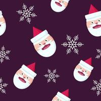 Christmas repeat pattern created with elements like Santa and snowflakes, Hand drawn vector pattern swatch for textile, fabric, gift wrapper, packaging and web backdrop.