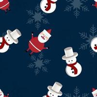 Muestra de repetición de vector de tema navideño creada con objetos como santa, muñeco de nieve y copo de nieve, muestra de repetición de vector dibujado a mano para textil, tela, envoltorio de regalo, telas, papel tapiz y pancarta.