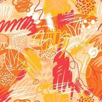 Abstract seamless patterns with hand drawn textures in memphis style, trend print in bright summer colors . Retro fashion background. vector