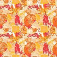Abstract seamless patterns with hand drawn textures in memphis style, trend print in bright summer colors . Retro fashion background. vector