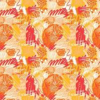 Abstract seamless patterns with hand drawn textures in memphis style, trend print in bright summer colors . Retro fashion background. vector