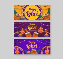 conjunto de banners de plantilla de festival de lohri vector