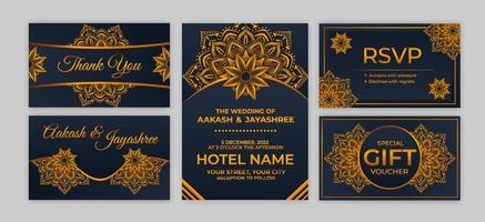 Set of Indian Wedding Invitation Template vector