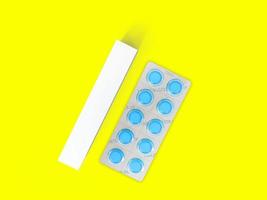 3 rendering Blank White Package Box for Blister of Pills Isolated on colored Background. suitable for your design element. photo