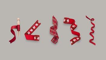 Sets of red fabric christmas ribbon photo