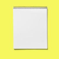 Top up up view sketch book isolated on yellow background. suitable for your design project. photo