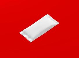 3d rendering blank white snack bars isolated on red background. fit for your design project. photo