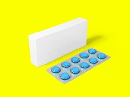 3 rendering Blank White Package Box for Blister of Pills Isolated on colored Background. suitable for your design element. photo