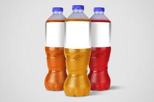 Botellas de bebidas no alcohólicas aisladas sobre fondo blanco. Representación 3D. apto para el diseño de su elemento. foto