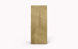 Tea or coffee brown paper packaging bag isolated on white background. 3d rendering. photo