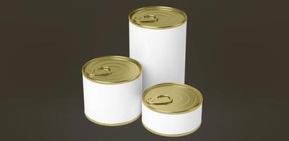 Food tin cans on colored isolated background. 3d rendering. suitable for your design element. photo
