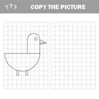 Coloring The Cute Cartoon Duck. Educational Game for Kids. Vector illustration