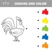 esquema de página para colorear de gallo de dibujos animados. ilustración vectorial, libro para colorear vector