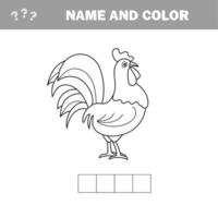 esquema de página para colorear de gallo de dibujos animados. ilustración vectorial, libro para colorear vector