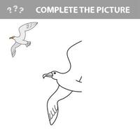 Educational game coloring book seagull bird vector illustration