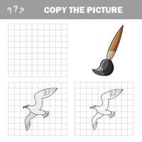 Educational game coloring book seagull bird vector illustration