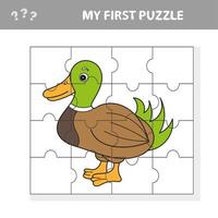 Cartoon Vector Illustration of Education Jigsaw Puzzle Game