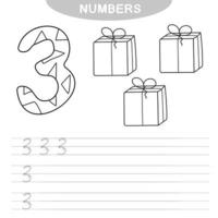 Learning numbers. Coloring book for preschool children. Writing practice vector