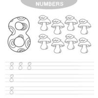 Learning numbers. Coloring book for preschool children. Writing practice vector