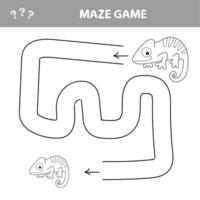 Chameleon Maze Game - help chameleon find his way out of the maze vector