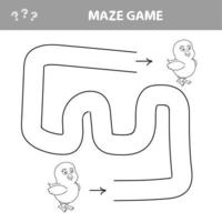 Puzzle for children, help to chicken find its way out of the maze vector