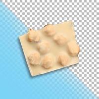 White Chocolate pieces with hazelnuts on transparent background. photo