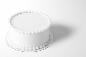 3D rendering plain white birthday cake isolated on colored background. fit for your design element. photo