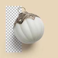White dull christmas ball with silver cap on transparent background photo