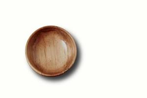 Top view an Empty Wooden Bowl isolated on white photo