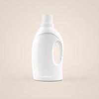 3D rendering blank white cosmetic plastic bottle with dropper handle isolated on grey background. fit for your mockup design. photo